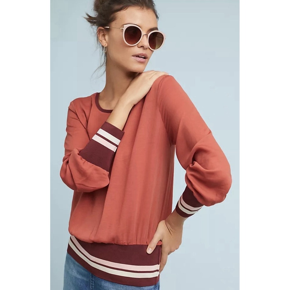 Scotch & Soda Maison Scotch Womens Shirt Puff Sleeve Red Size Large READ